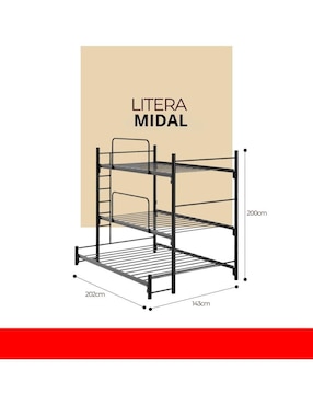 Litera Midal Atlas del Descanso de metal individual-matrimonial