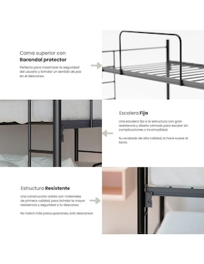 Litera Midal Atlas del Descanso de metal individual-matrimonial