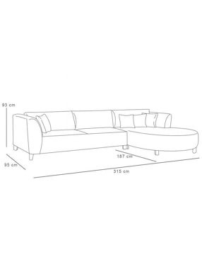 Sala modular derecha Sahar beige Ergo Confort de chenille