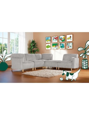 Sala modular zavian de 5 módulos memory foam reclinable a 3 posiciones Makora de chenille