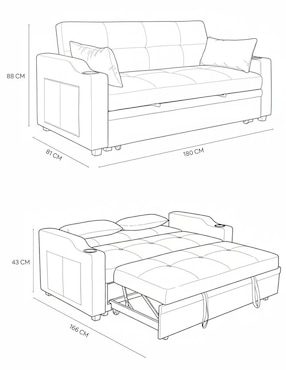 Sofá cama armable Sander Gris Claro Easy Living