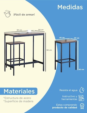 Mesa bar armable Mueblana