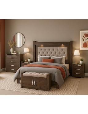 Pie de cama Kessa magnolia de madera
