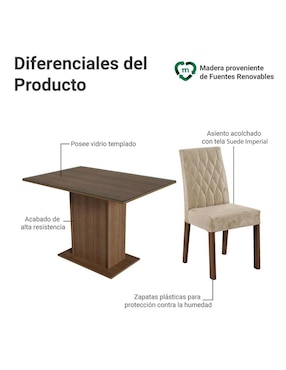 Comedor Reale Madesa para 4 personas