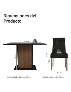 Comedor Reale Madesa para 4 personas
