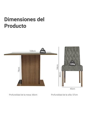 Comedor Reale Madesa para 4 personas