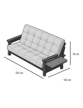 Sofá cama Futon Rachel de madera pino