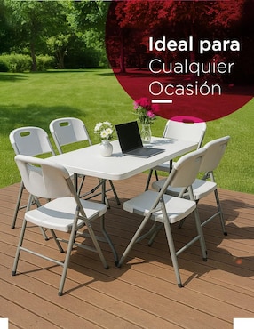 Juego de sillas plegables 6 piezas Folding Collection con estética moderna y detalles ergonómicos Vanlig de plástico y metal adulto