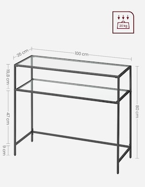 Mesa armable Baris Songmics Home de cristal