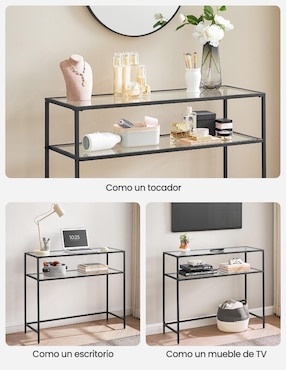Mesa armable Baris Songmics Home de cristal