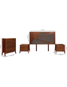 Set recámara Sochic Zia de chapa madera
