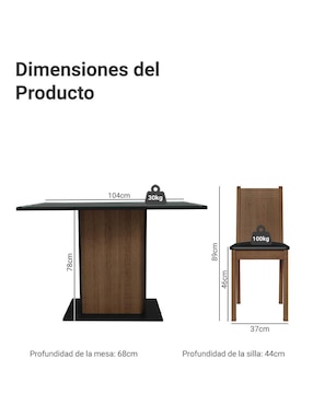 Comedor Camélia Madesa para 4 personas
