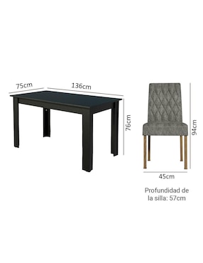 Comedor Allegro Madesa para 6 personas