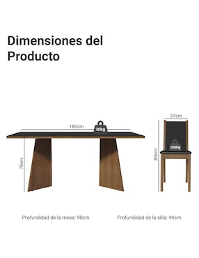 Comedor Justine Madesa para 8 personas