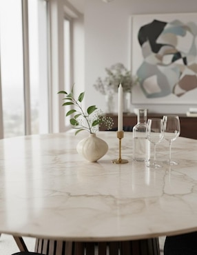 Mesa de comedor Vaniglam de madera y mármol