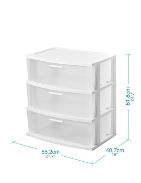 Cajonera armable 3 niveles multiusos MQ de plástico