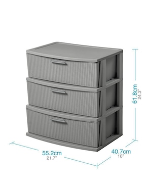 Cajonera armable Organizador Multiusos tipo crochet 3 niveles MQ de plástico