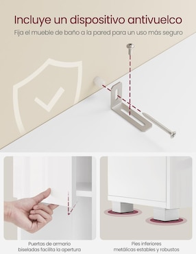 Gabinete armable de baño Kain Songmics Home de MDF
