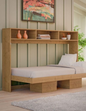 Cama Abatible con repisas Amanta de mdf individual