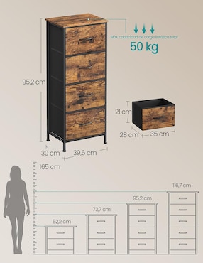 Cómoda Bellah Songmics Home de MDF