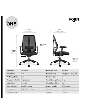 Silla de escritorio Ergonómica Operativa Form Design