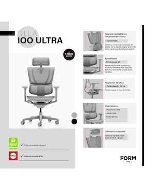 Silla de escritorio Ergonómica con cabecero Form Design