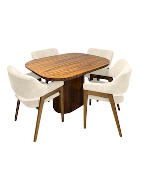 Comedor Ansoal para 4 personas de madera de parota