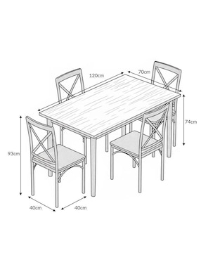 Comedor Argos Bossa Muebles para 4 personas