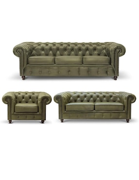 Sala 3 piezas Chesterfield Suli Muebles de piel