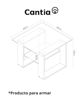 Mesa lateral armable Temec Cantia de madera con metal