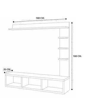 Mueble flotante para TV armable Muebles Hogare de melamina