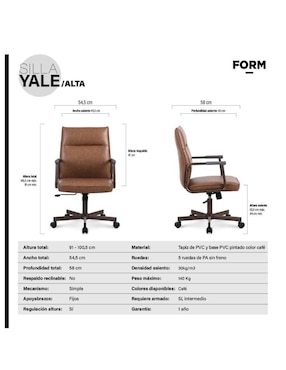 Silla de escritorio Vintage asiento y respaldo tapizado Form Design de tela