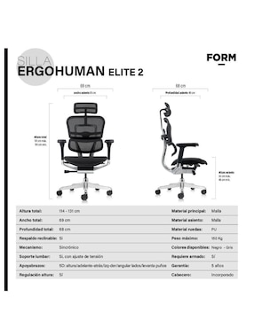 Silla de escritorio Ergohuman Form Design de tela