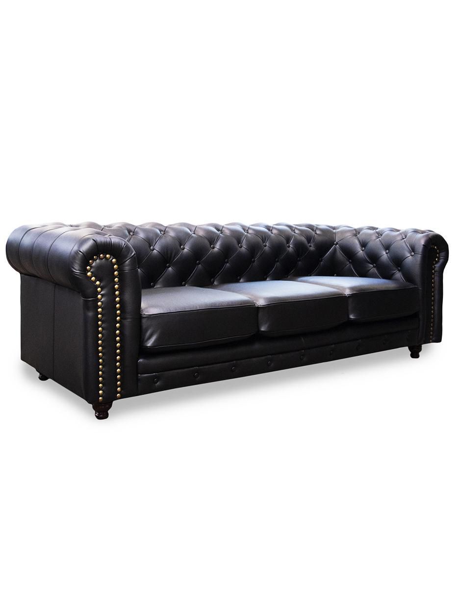 Sofá Confortopiel Chesterfield estilo clásico de madera pino