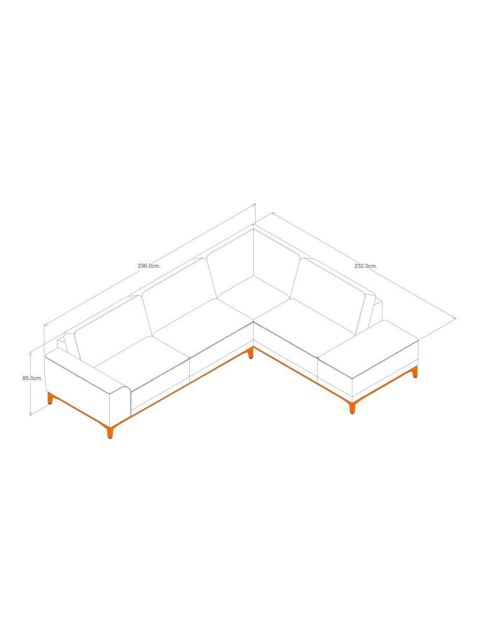 SALA MODULAR ALINA TELA, DERECHO, GRIS