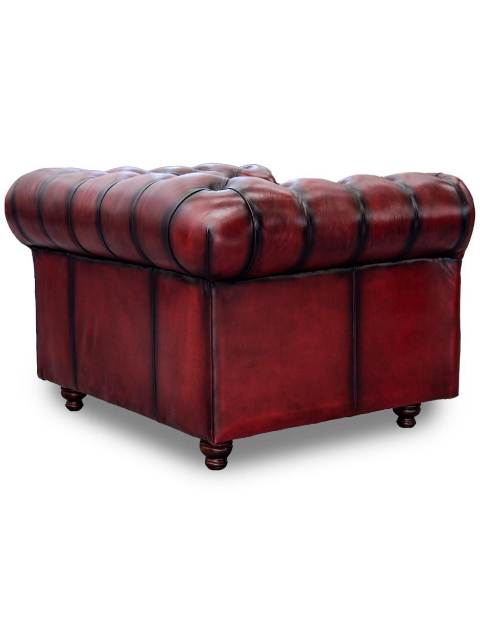 Sillón Confortopiel Chesterfield estilo clásico renovado de madera pino