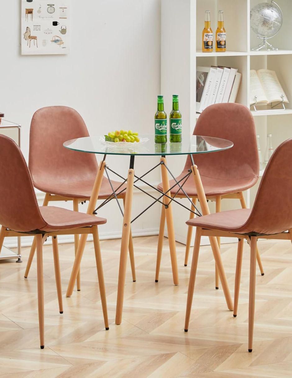 Mesa de comedor armable de vidrio 4