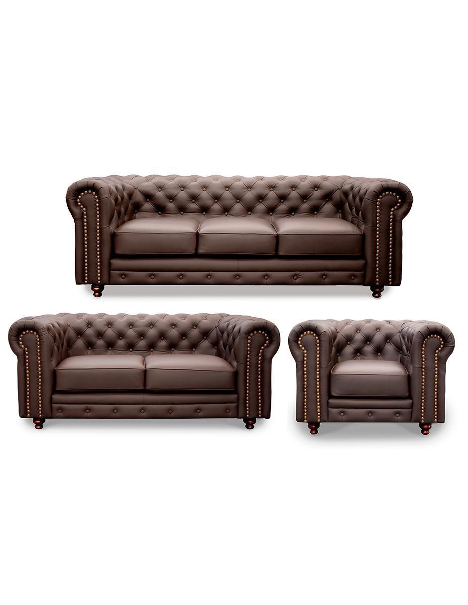 Sala 3 piezas Chesterfield de piel y vinil