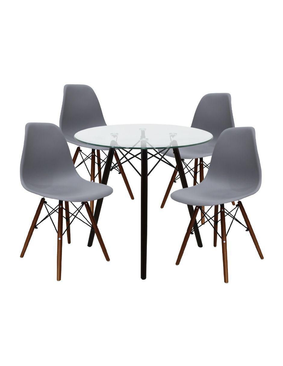 Comedor Munich con 4 sillas Oslo - Blanco – Tugow