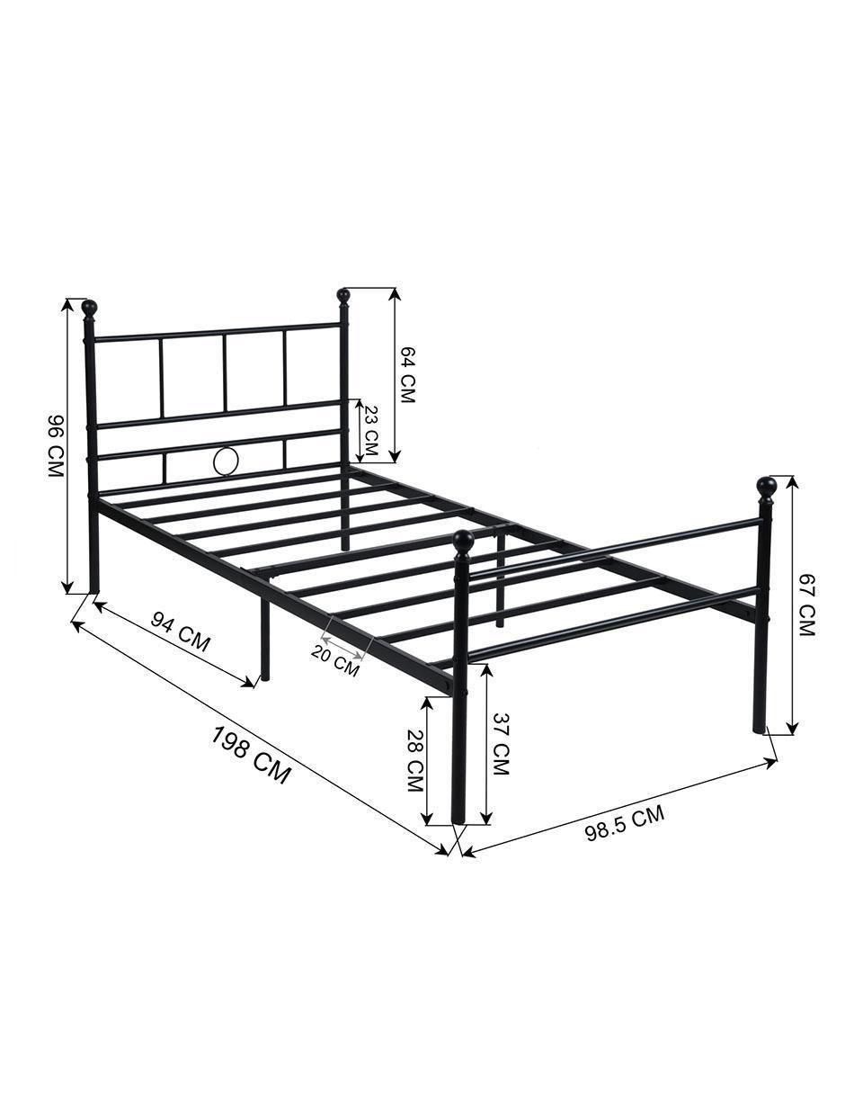 Cama Lovisa Twin Black de metal individual 6