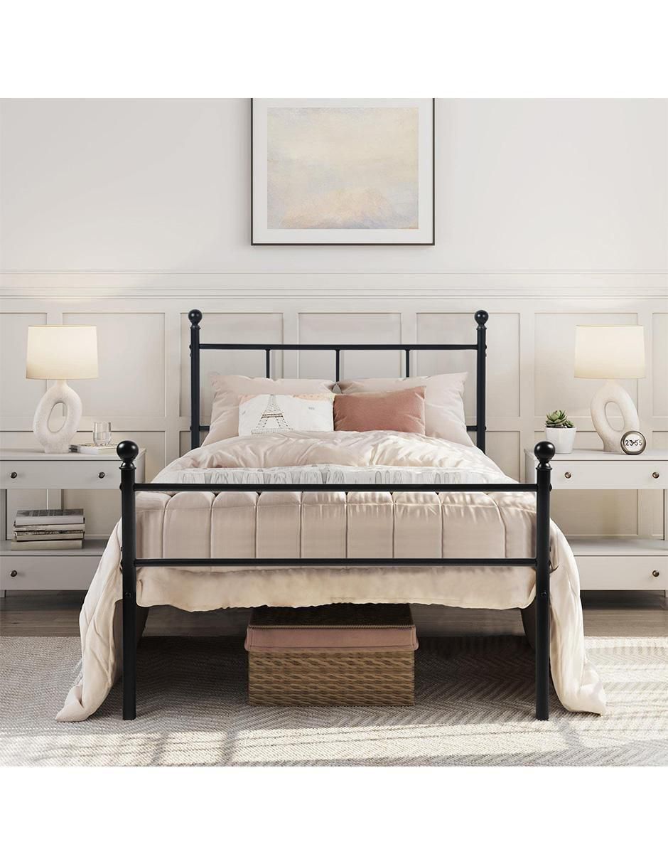 Cama Lovisa Twin Black de metal individual 3
