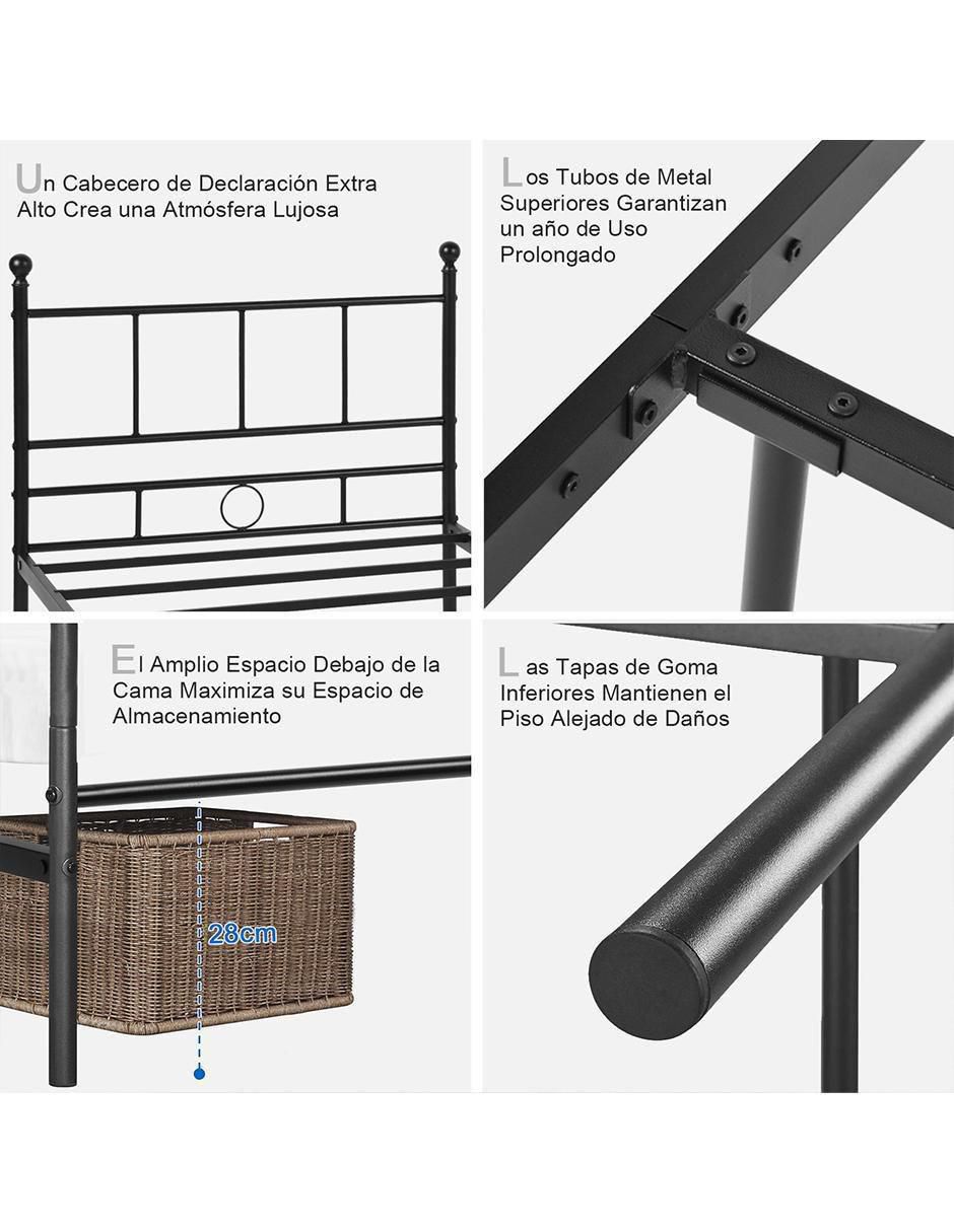 Cama Lovisa Twin Black de metal individual 4
