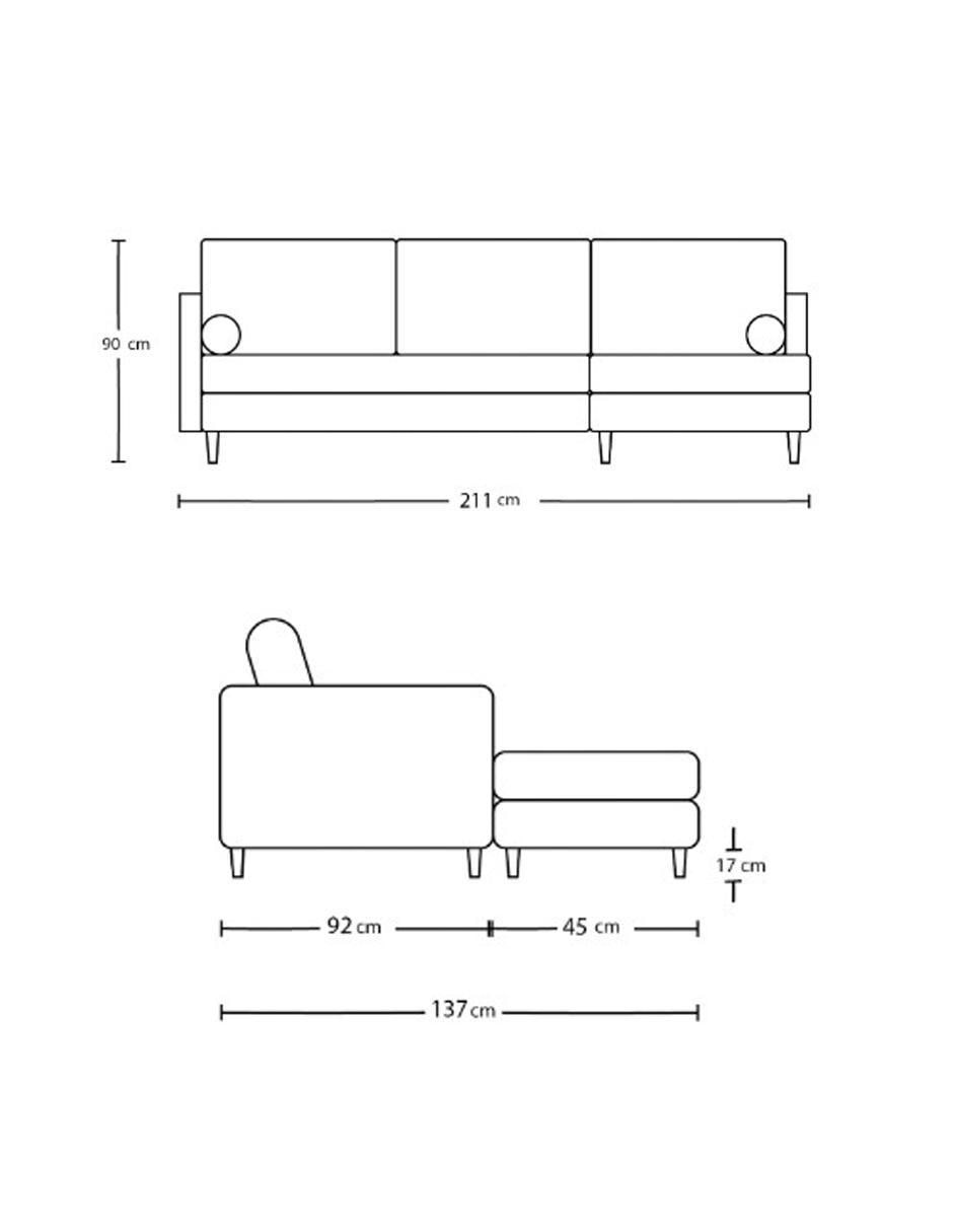 Sala modular derecha mr fix scott jr "de" madera pino