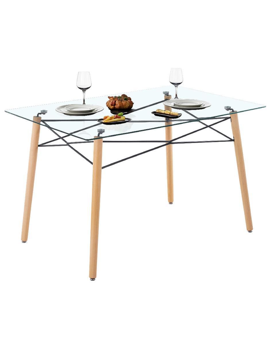 Mesa de comedor armable de vidrio