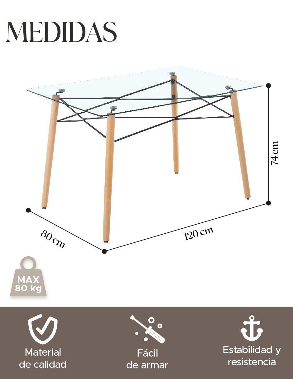 Mesa de comedor armable de vidrio 6