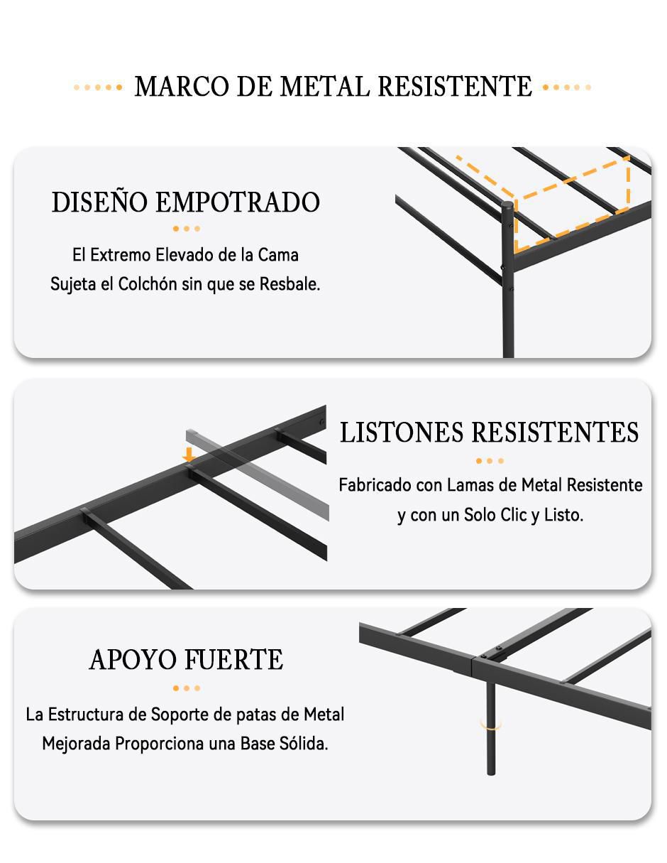 Cama Primo Twin Frosted de metal individual 5