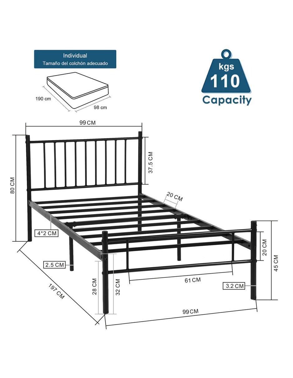 Base para cama armable Kessie de metal individual 8