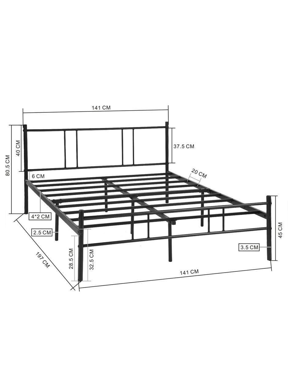 Base para cama armable Locarno de metal matrimonial