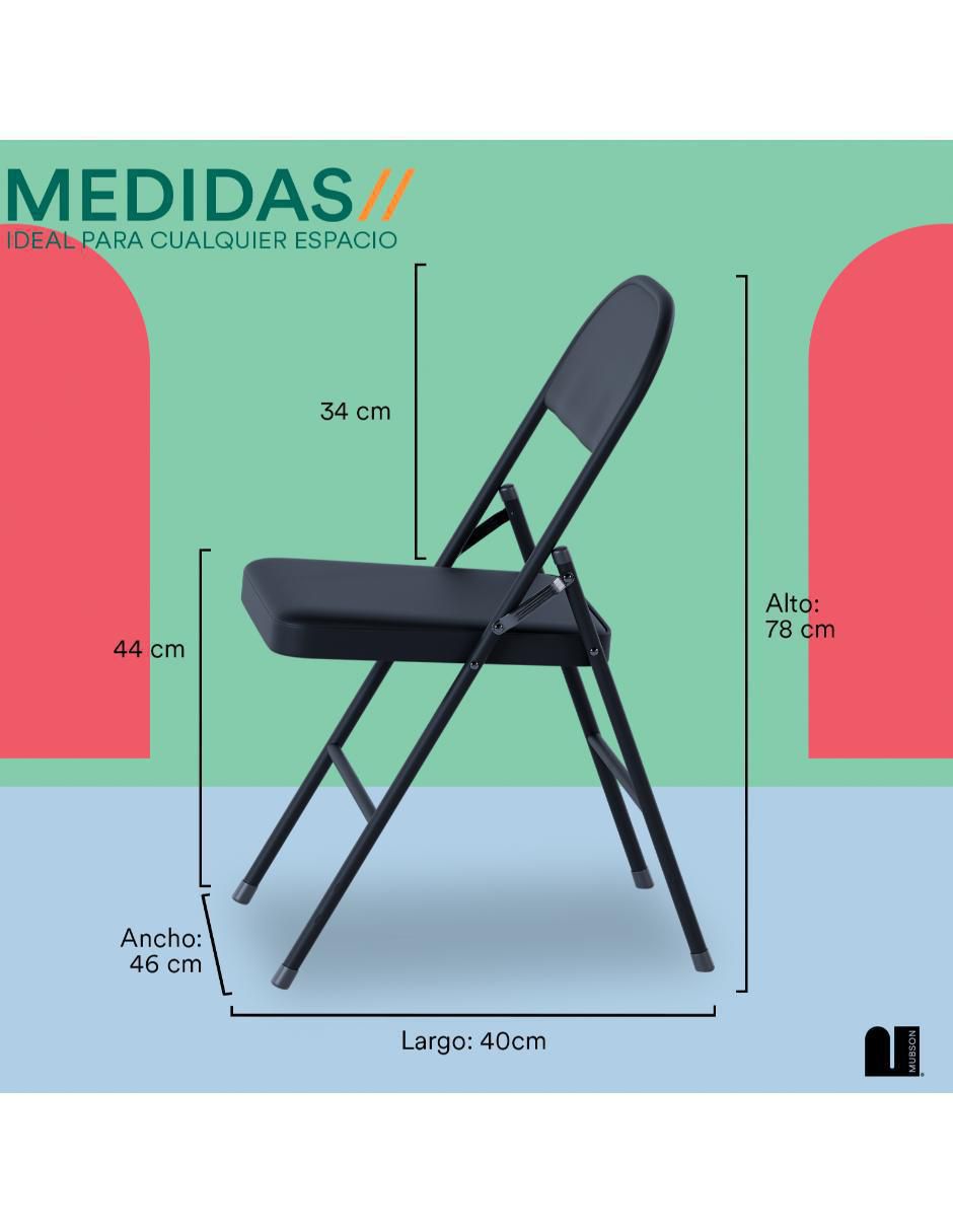 Juego de sillas plegables 4 piezas Diseño plegable de metal 7