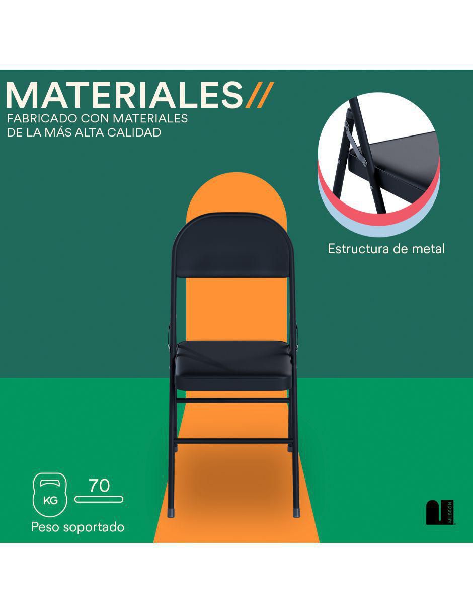 Juego de sillas plegables 4 piezas Diseño plegable de metal 3